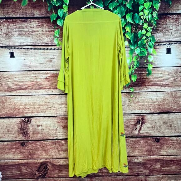 Neerus Green Embroidered A Line Kurta w/ Jacket Maxi Bell Sleeve Womens XXL 2XL - Picture 6 of 10